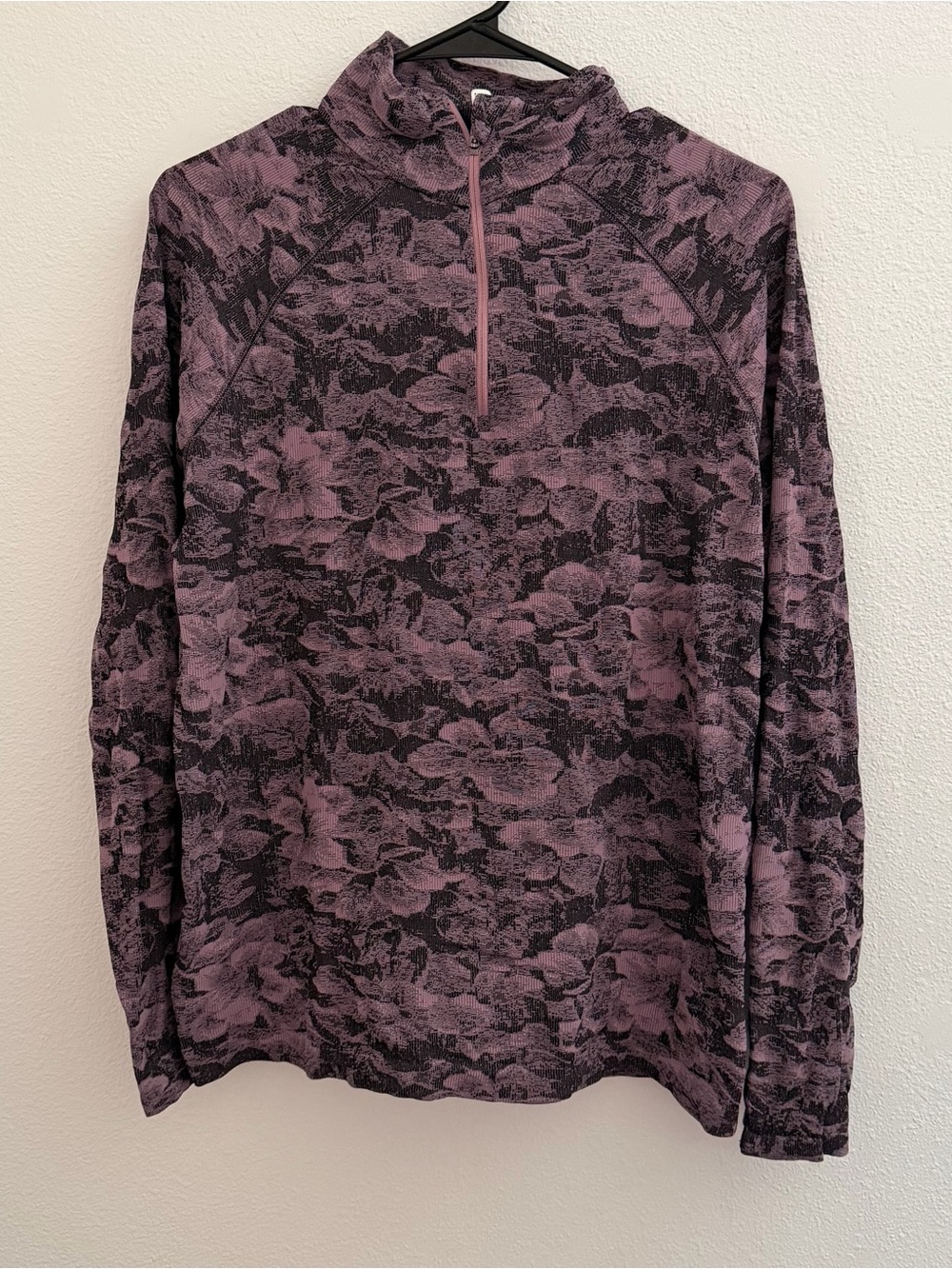 Athleta Purple Floral Quarter-Zip Pullover Shirt